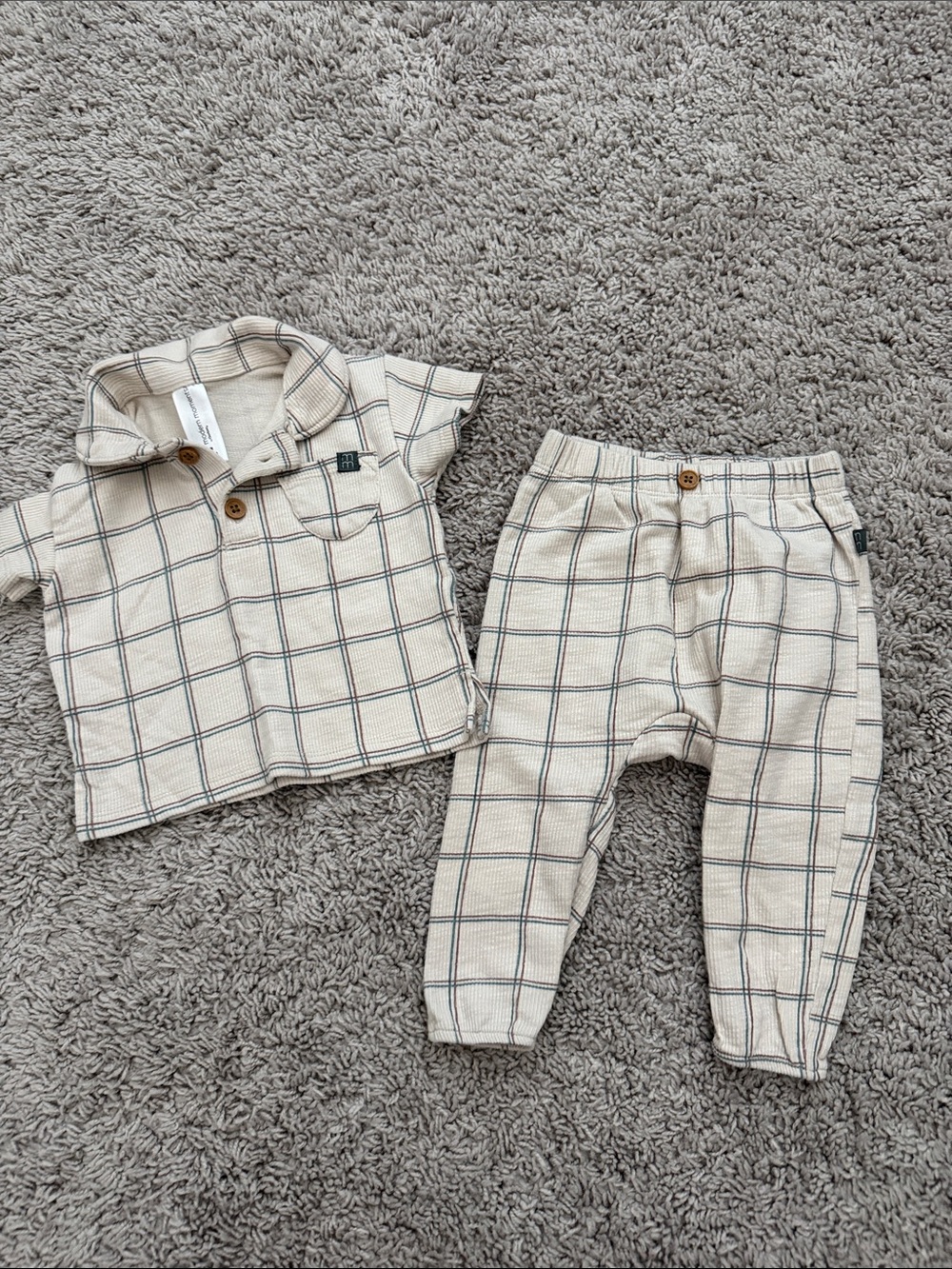 Gerber Cream Plaid Baby Shirt Set